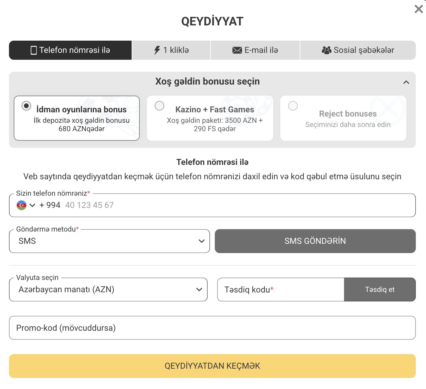 Melbet kazino qeydiyyatı