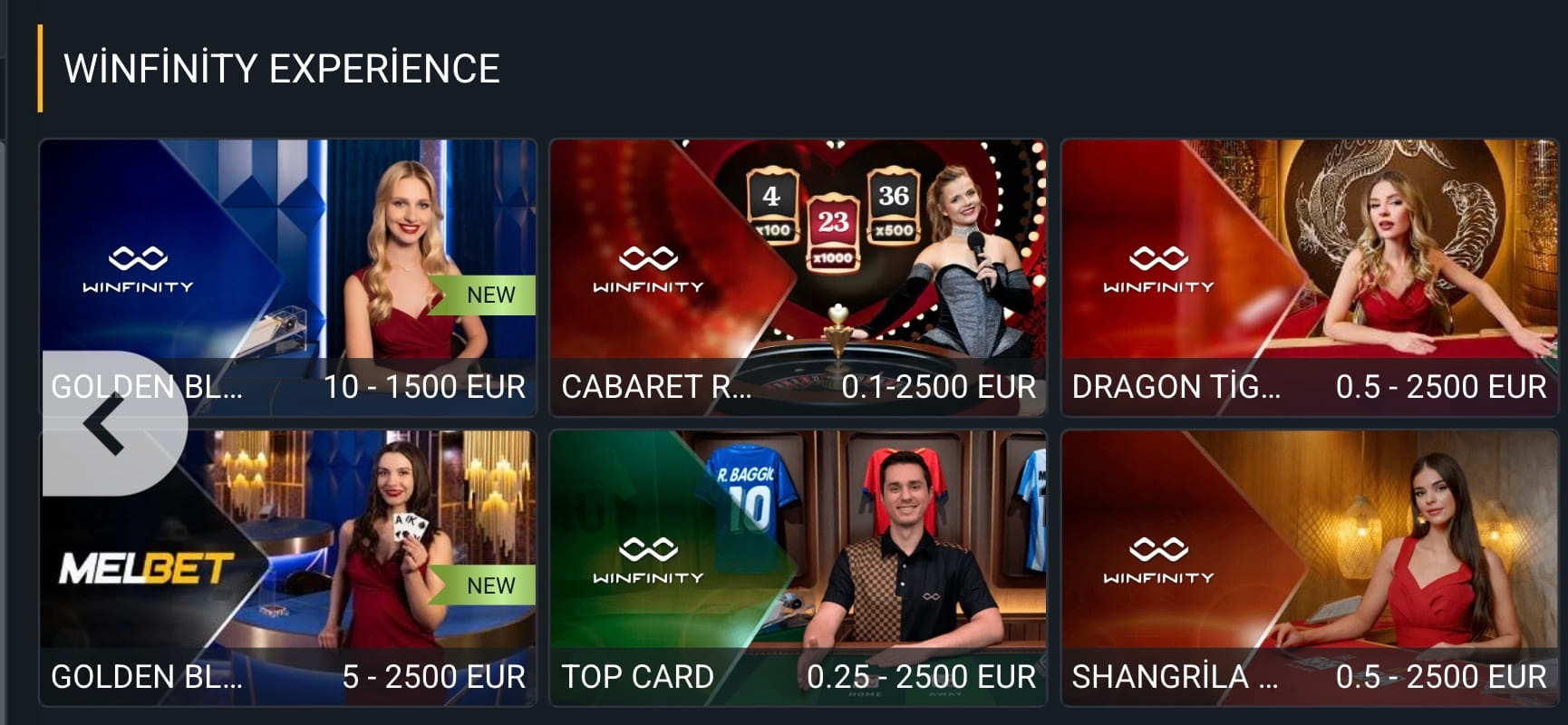 Melbet-də Winfinity canlı kazinosu
